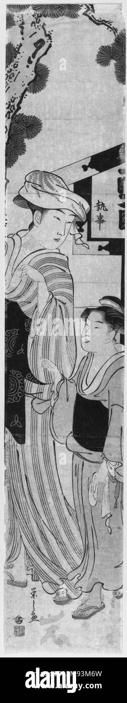 Shitsuji Hosoda Eishi (1756-1829). Shitsuji, 1740-1840. Imprimé blocs de bois, 25 1/2 x 4 13/16 po (64,8 x 12,2 cm). Art asiatique 1740-1840 Banque D'Images