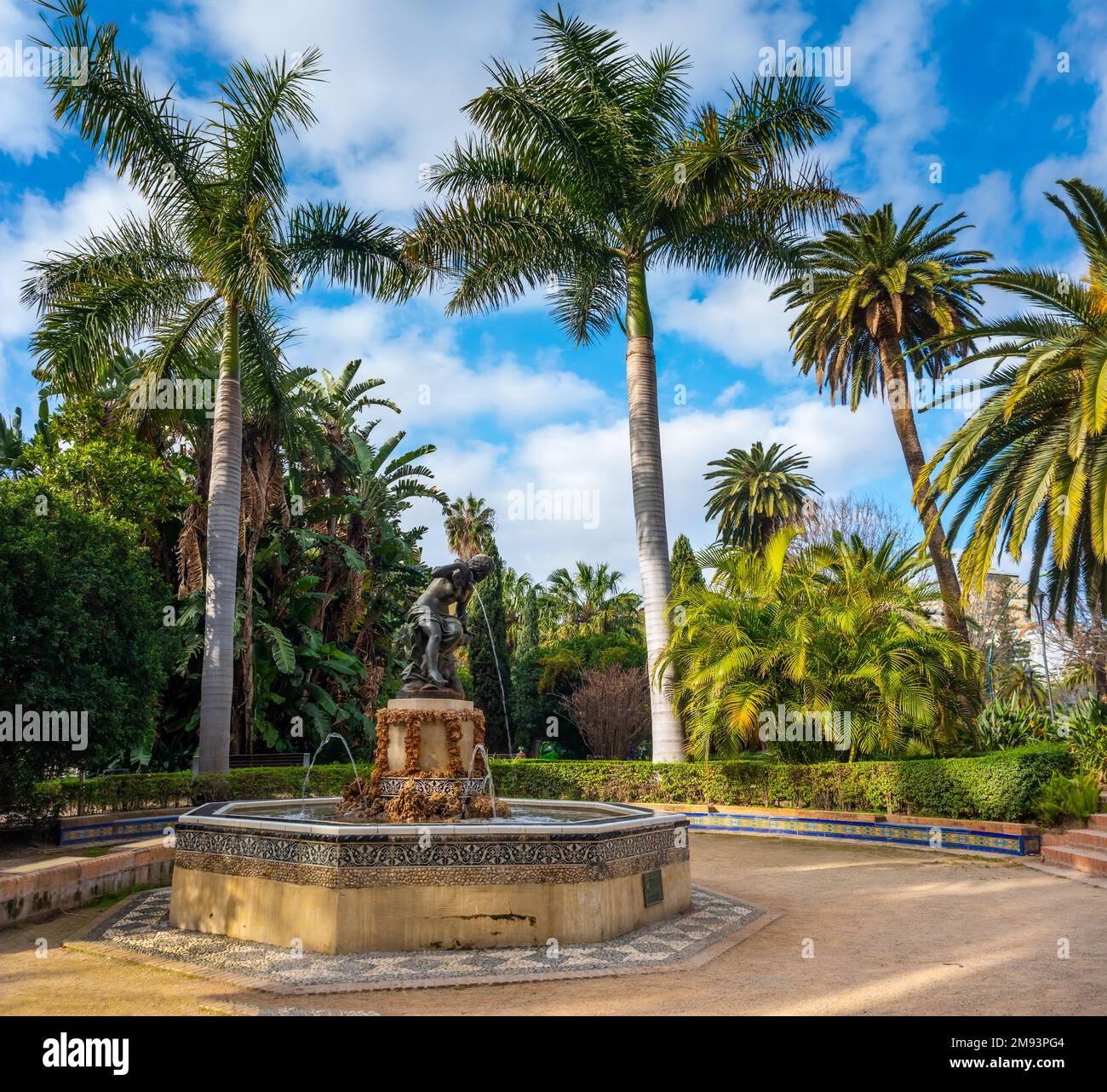 Paseo del Parque d'été dans la ville de Malaga Costa del Sol Espagne Banque D'Images