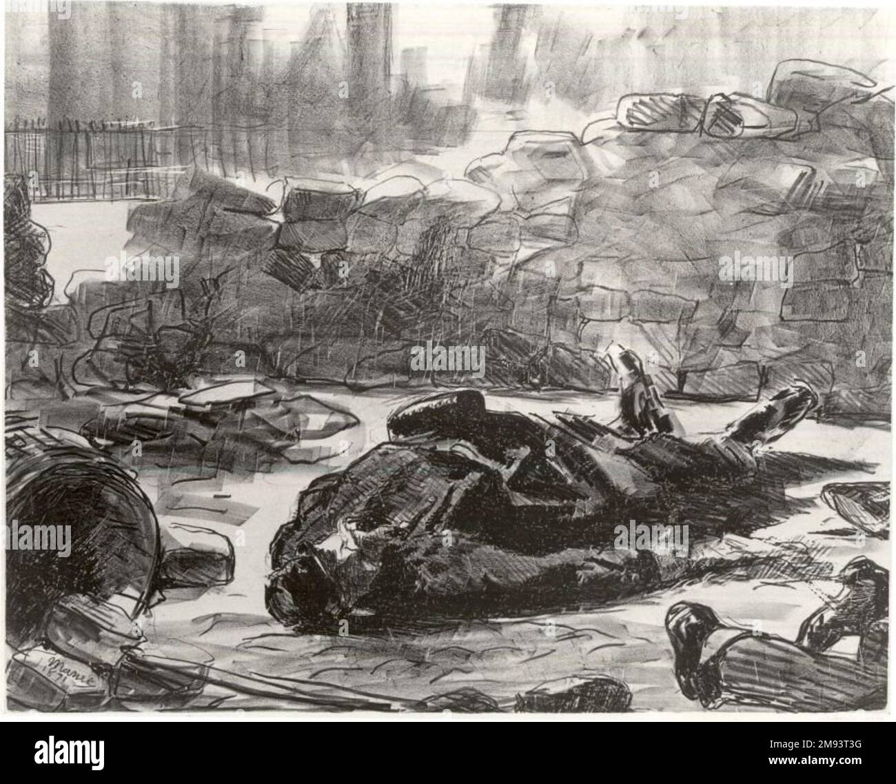 Guerre civile (guerre civile, ou scène de la commune de Paris) Édouard Manet (français, 1832-1883). , 1871-1873. Lithographie sur papier Chine colle, 15 1/2 x 19 7/8 po. (39,4 x 50,5 cm). Art européen 1871-1873 Banque D'Images