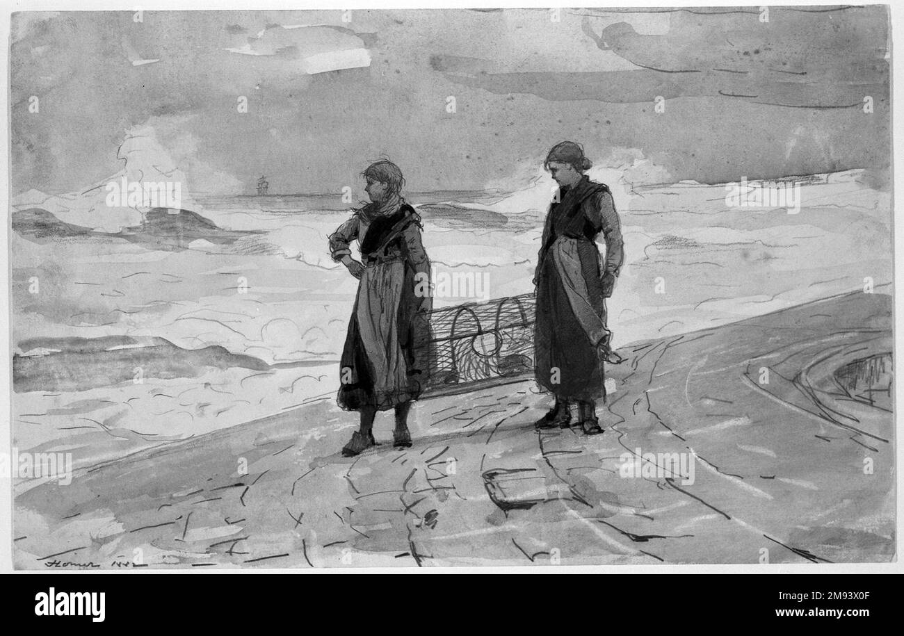 Femmes sur terre avec Lobster Pot Winslow Homer (américain, 1836-1910). Femmes sur terre avec pot de homard. Aquarelle, 16 1/4 × 21 1/4 po (41,3 × 54 cm). Art américain Banque D'Images