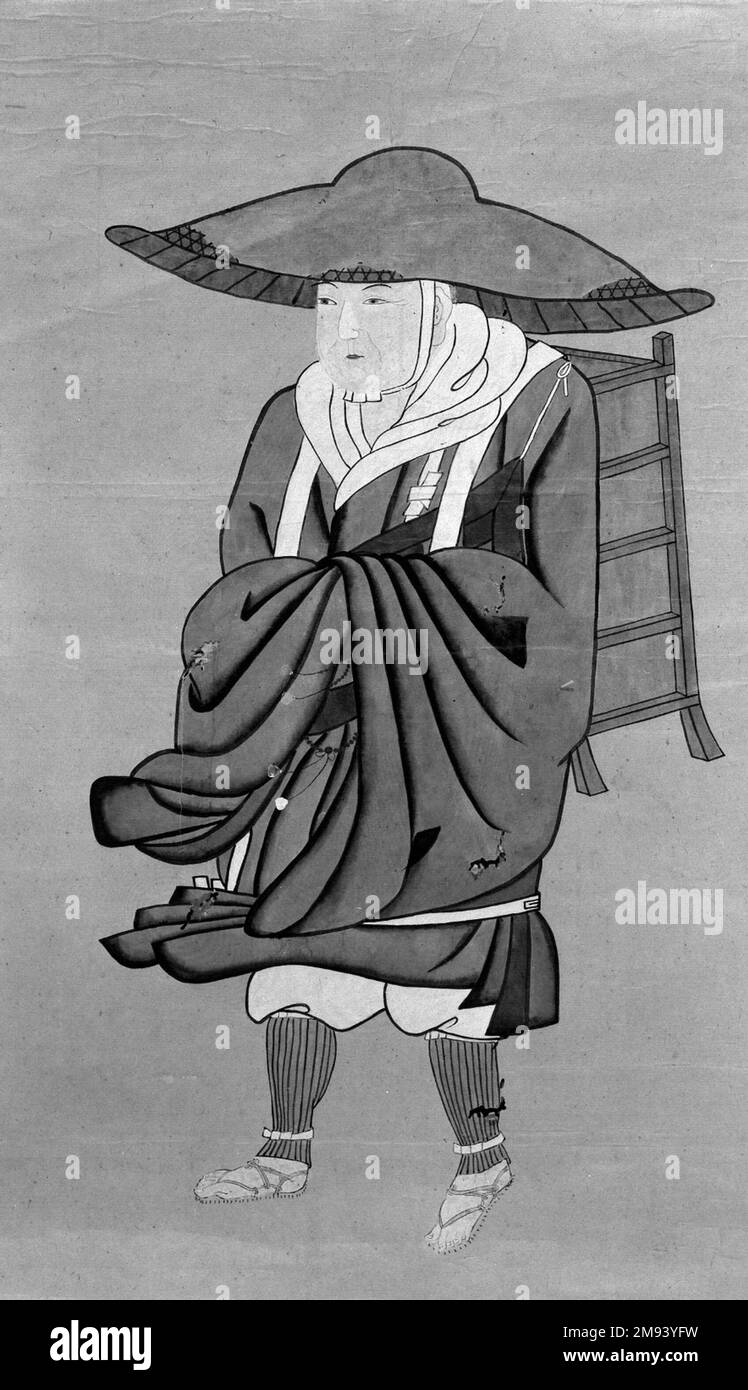 Le pèlerin bouddhiste chinois Hsuan-Tsang le pèlerin bouddhiste chinois Hsuan-Tsang, 19th siècle. Encre et couleur sur papier, 23 x 12 1/2 cm (58,4 x 31,8 cm). Art asiatique 19th siècle Banque D'Images