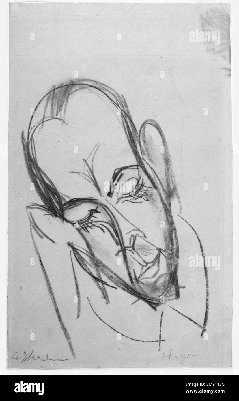 Maennlicher Kopf (chef d'un homme) Ernst Ludwig Kirchner (allemand, 1880-1938). Maennlicher Kopf (chef d'un homme). Dessin au charbon de bois sur papier vélin, feuille: 18 15/16 x 11 3/4 po. (48,1 x 29,8 cm). Art européen Banque D'Images
