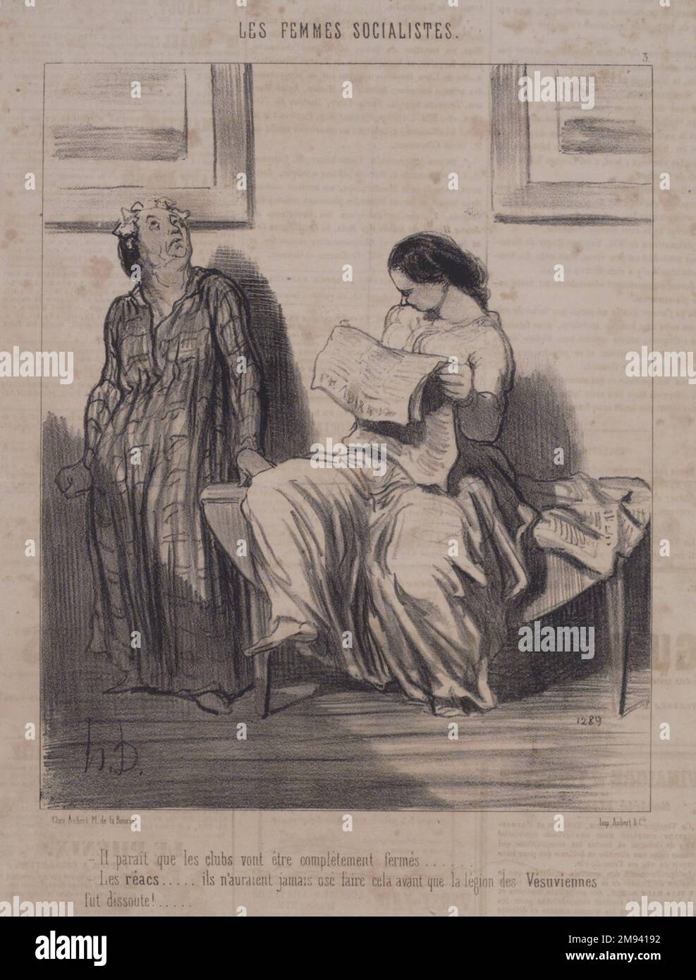 Il Parait que les Clubs Vont être complets Fermés... Honoré Daumier (français, 1808-1879). , 25 avril 1849. Lithographie sur papier journal, feuille : 11 7/8 x 8 15/16 po. (30,2 x 22,7 cm). 25 avril 1849 européen d'art Banque D'Images