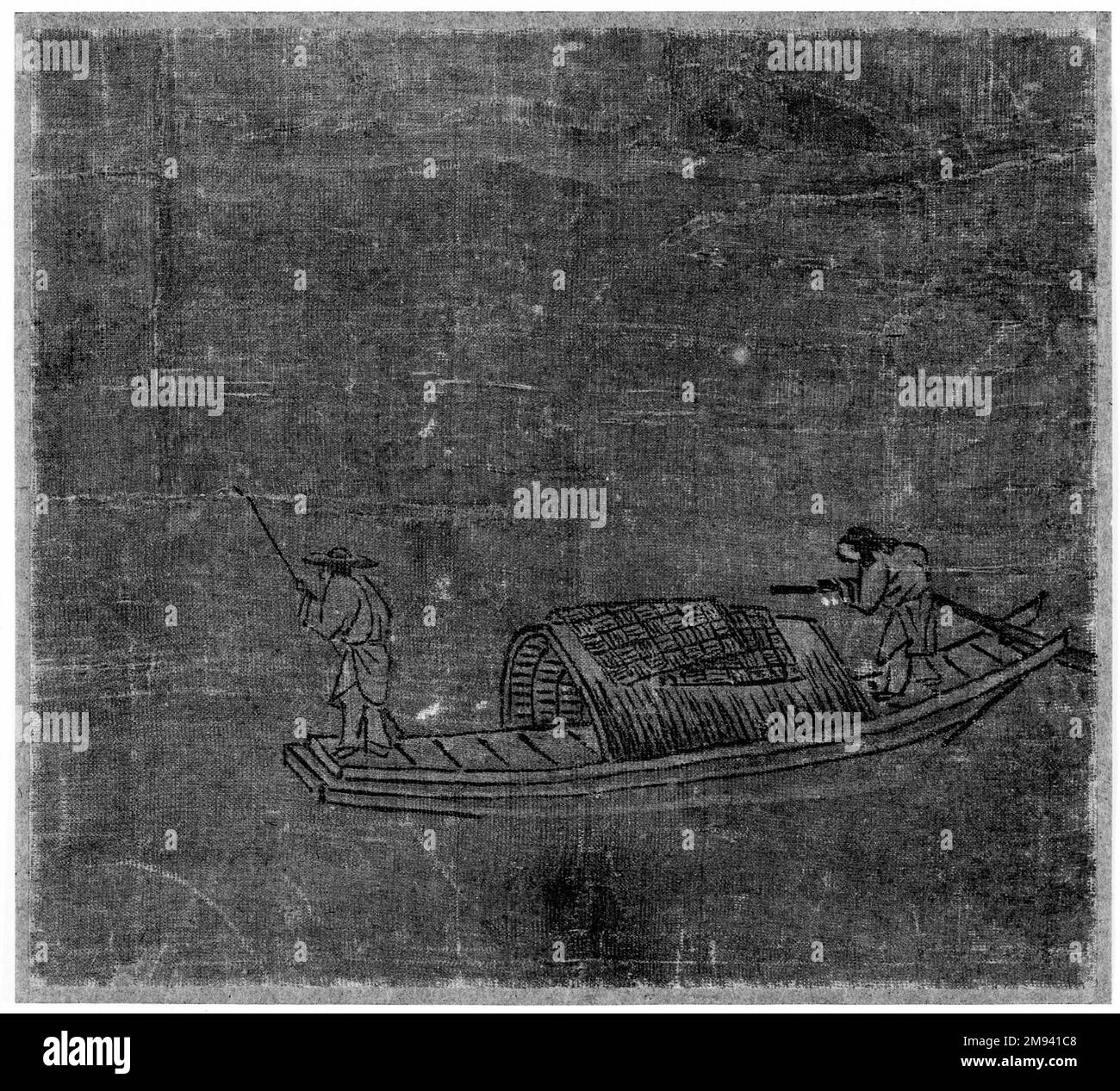 Pêcheurs (Album feuille) pêcheurs (Album feuille), 14th siècle. Encre et couleur claire sur soie, total : 15 1/8 x 18 3/4 po. (38,4 x 47,6 cm). Art asiatique 14th siècle Banque D'Images