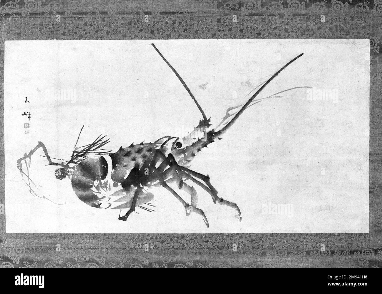 Homard Hasegawa Gyokuho (japonais, 1822-1879). , 19th siècle. Peinture à spirale suspendue ; encre sur papier, 11 3/4 x 22 po. (29,8 x 55,9 cm). Art asiatique 19th siècle Banque D'Images