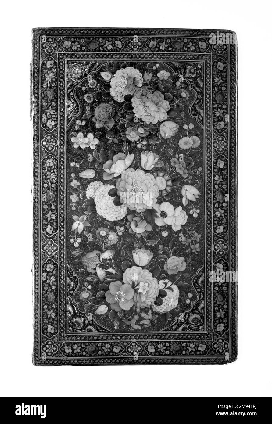 Couvercle de boîtier de rétroviseur couvercle de boîtier de rétroviseur, 1854-1855. Laque, machine à papier, 6 x 10 po. (15,2 x 25,4 cm). Arts du monde islamique 1854-1855 Banque D'Images