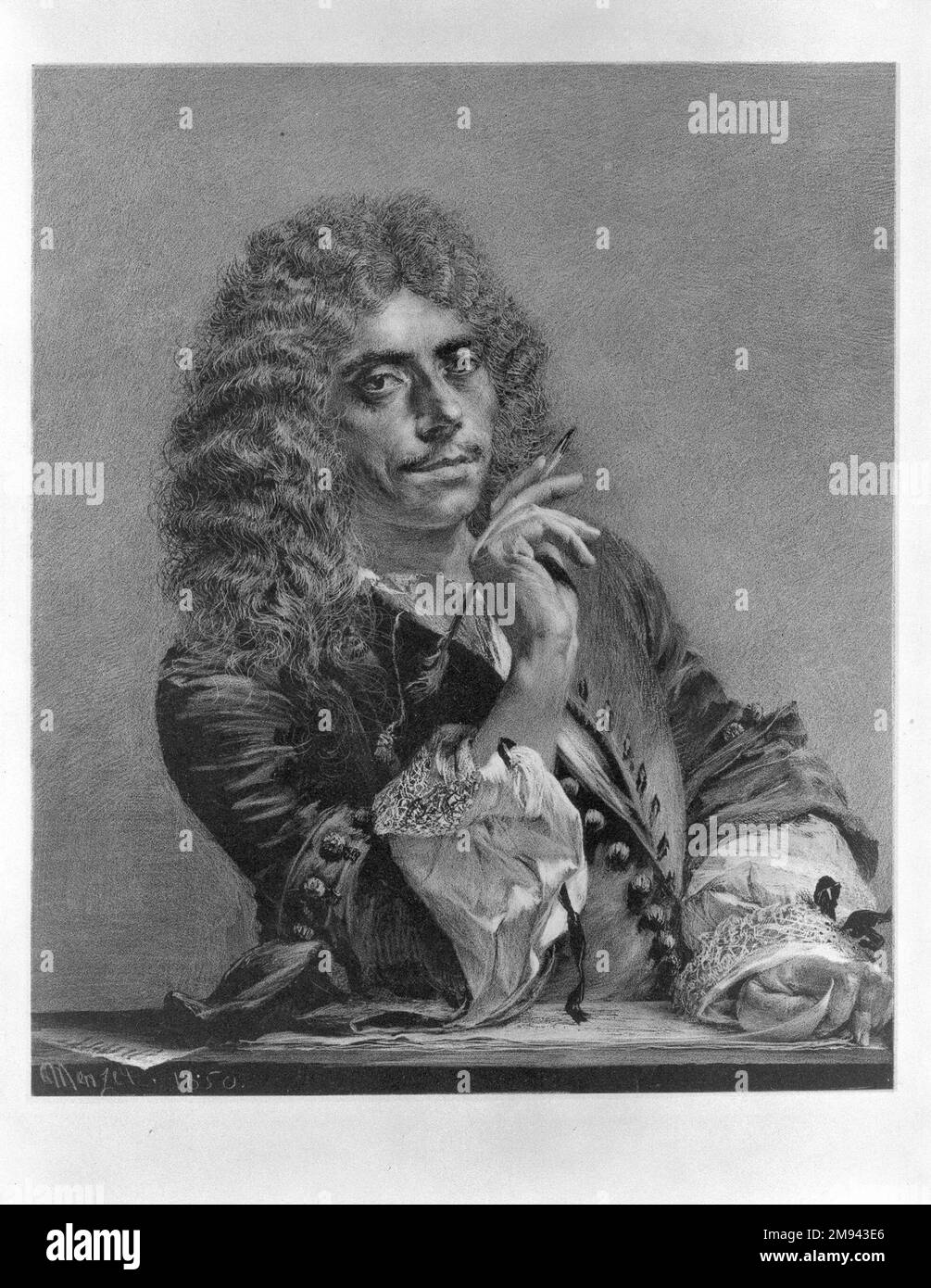 Portrait de Molière Adolf Friedrich Erdmann von Menzel (allemand, 1815-1905). Portrait de Molière, 1850. Gravure en masse douce sur papier de Chine, 8 1/4 x 7 po. (21 x 17,8 cm). Art européen 1850 Banque D'Images