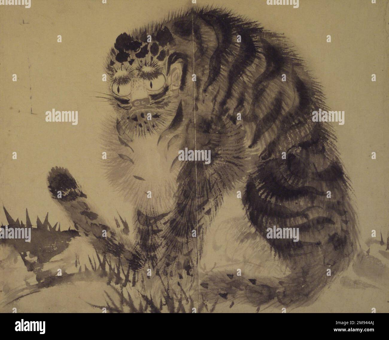 Tigre , fin 19th-début 20th siècle. Encre sur papier, 10 9/16 x 12 15/16 cm (26,8 x 32,8 cm). Art asiatique fin 19th-début 20th siècle Banque D'Images