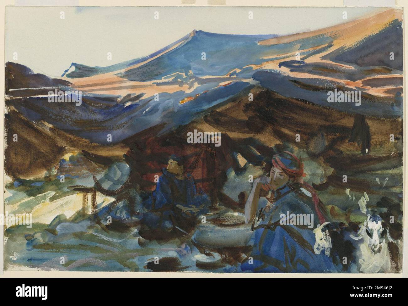 Femmes bédouines John Singer Sargent (américain, né en Italie, 1856-1925). , 1905-1906. Aquarelle opaque et translucide avec sous-dessin graphite, 12 x 18 1/16 po. (30,5 x 45,9 cm). Art américain 1905-1906 Banque D'Images