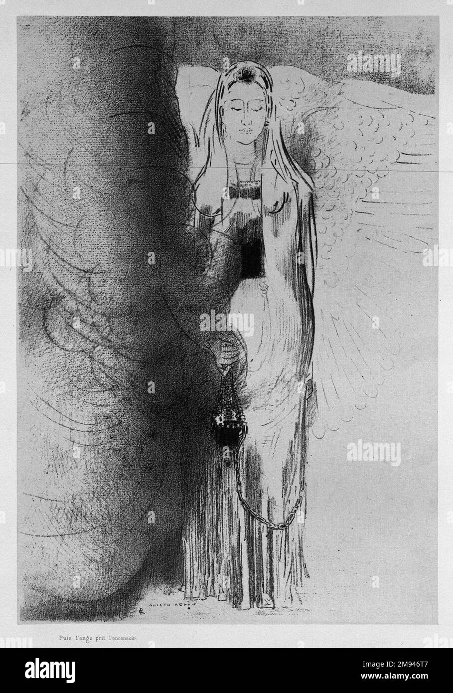 Apocalypse de Saint-Jean Odilon Redon (français, 1840-1916). Apocalypse de Saint-Jean, 1899. Lithographie sur papier de Chine, 12 3/16 x 8 7/16 po. (31 x 21,5 cm). Art européen 1899 Banque D'Images