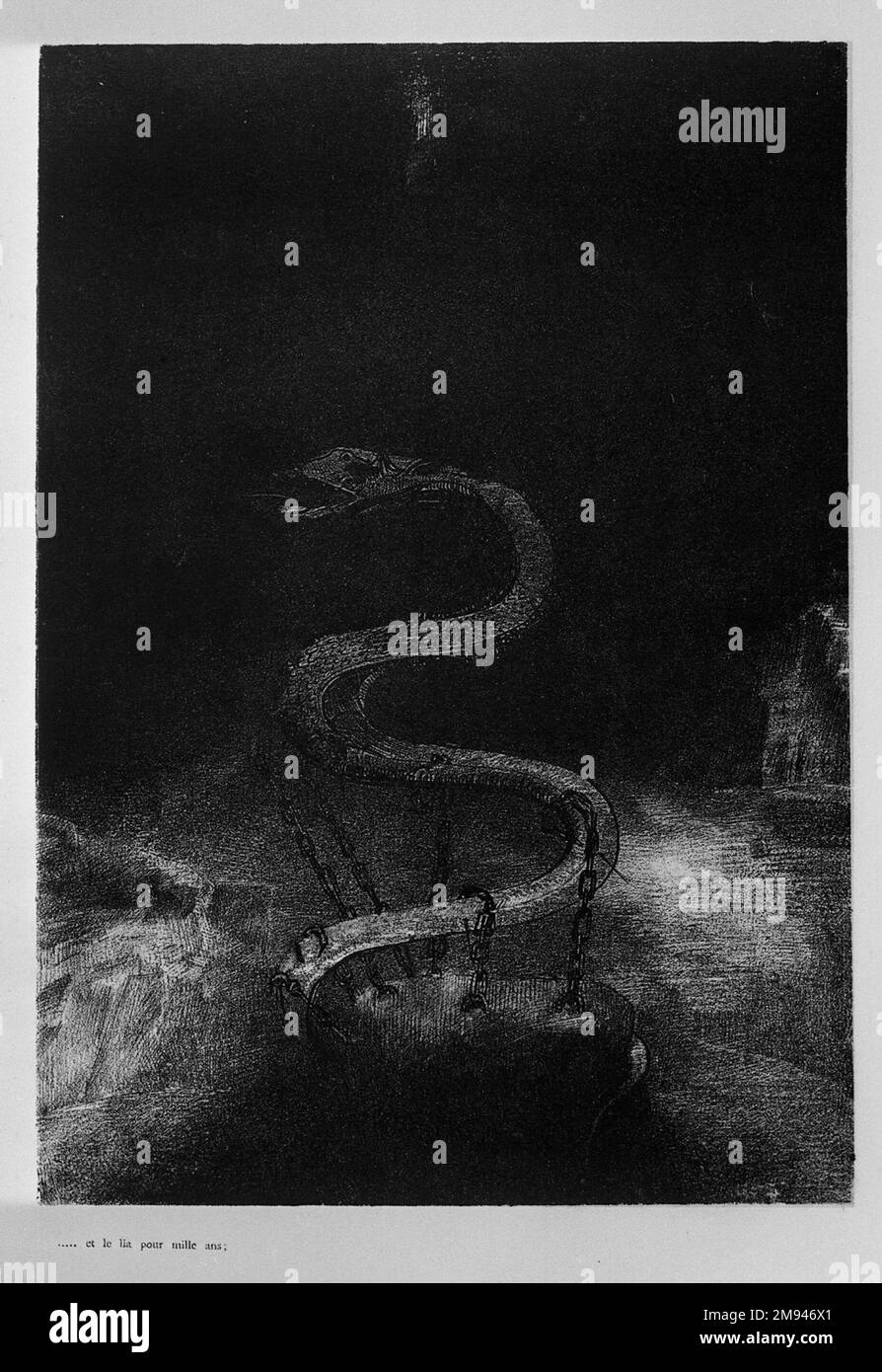 Apocalypse de Saint-Jean Odilon Redon (français, 1840-1916). Apocalypse de Saint-Jean, 1899. Lithographie sur papier de Chine, 11 3/4 x 8 1/4 po. (29,8 x 21 cm). Art européen 1899 Banque D'Images