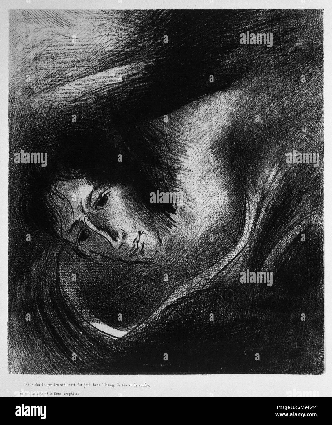 Apocalypse de Saint-Jean Odilon Redon (français, 1840-1916). Apocalypse de Saint-Jean, 1899. Lithographie sur papier de Chine, 10 13/16 x 9 3/8 po. (27,4 x 23,8 cm). Art européen 1899 Banque D'Images