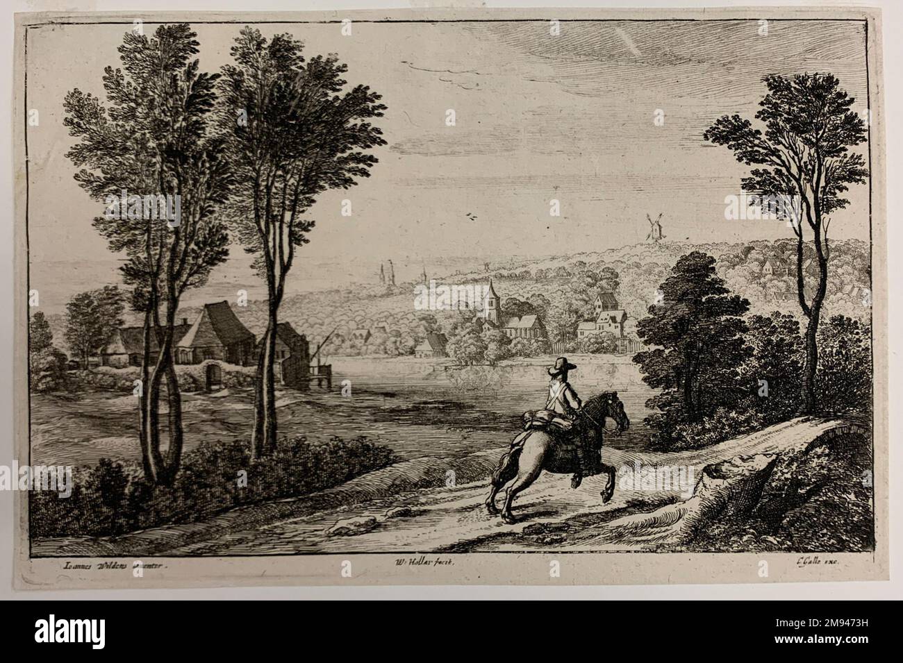 Le Paysage au Postillon : Jan Wildens Venceslaus Hollar (tchécoslovaque, 1607-1677). Le Paysage au Postillon : Jan Wildens. Gravure sur papier déposé, 5 11/16 x 8 11/16 po. (14,5 x 22 cm). Art européen Banque D'Images