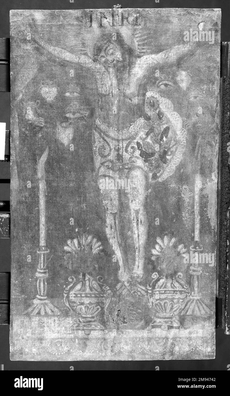 Crucifix sur autel mexicain. , fin 18th-début 19th siècle. Peinture sur tissu, 29 x 17 po (73,7 x 43,2 cm). Art américain fin 18th-début 19th siècle Banque D'Images