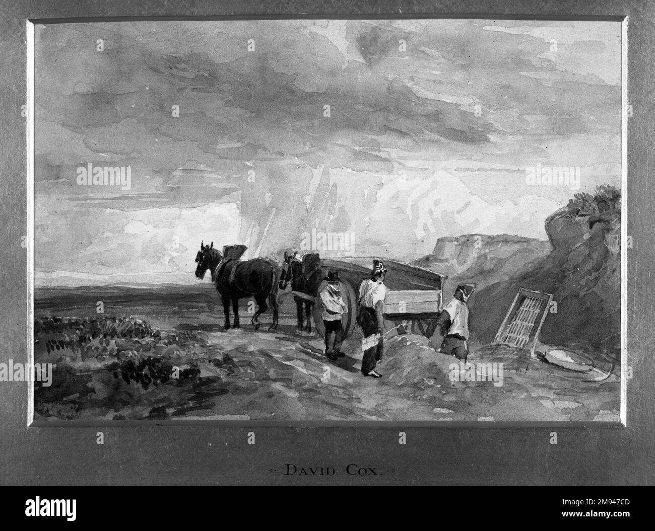 Hommes travaillant dans une carrière de sable David Cox (britannique, 1783-1859). , ca. 1840-1850. Aquarelle, 5 7/8 x 8 5/8in. (14,9 x 21,9cm). Art européen ca. 1840-1850 Banque D'Images