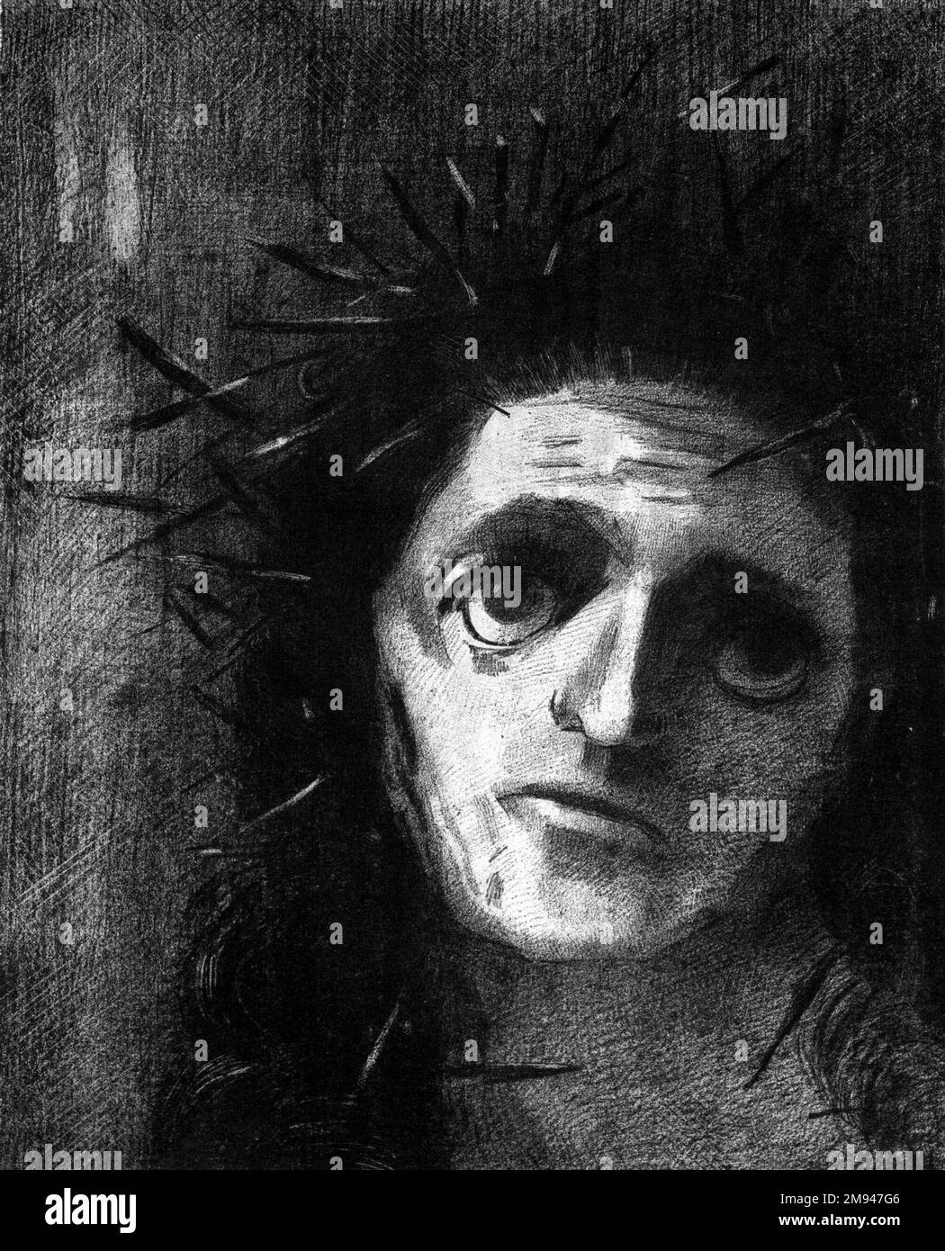 Sans titre Odilon Redon (français, 1840-1916). Sans titre, 1887. Lithographie sur papier mince, image: 13 1/8 x 10 3/4 po. (33,3 x 27,3 cm). Art européen 1887 Banque D'Images