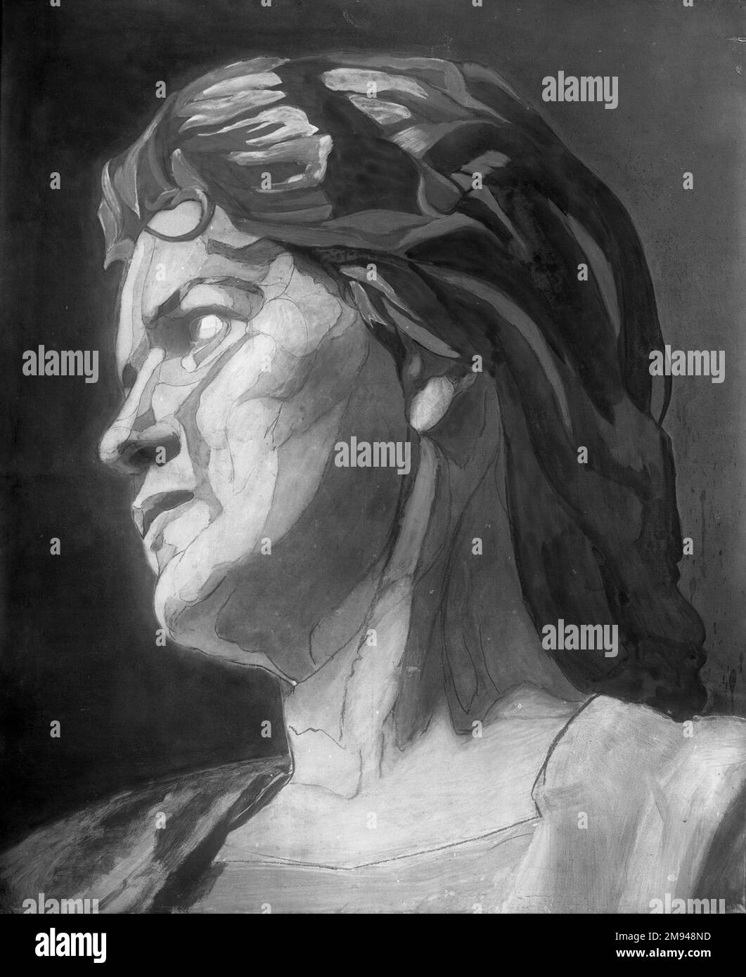Colossal Head John la Farge (américain, 1835-1910). Aquarelle et peinture à la gouache, 43 x 36 po (109,2 x 91,4 cm). Art américain Banque D'Images