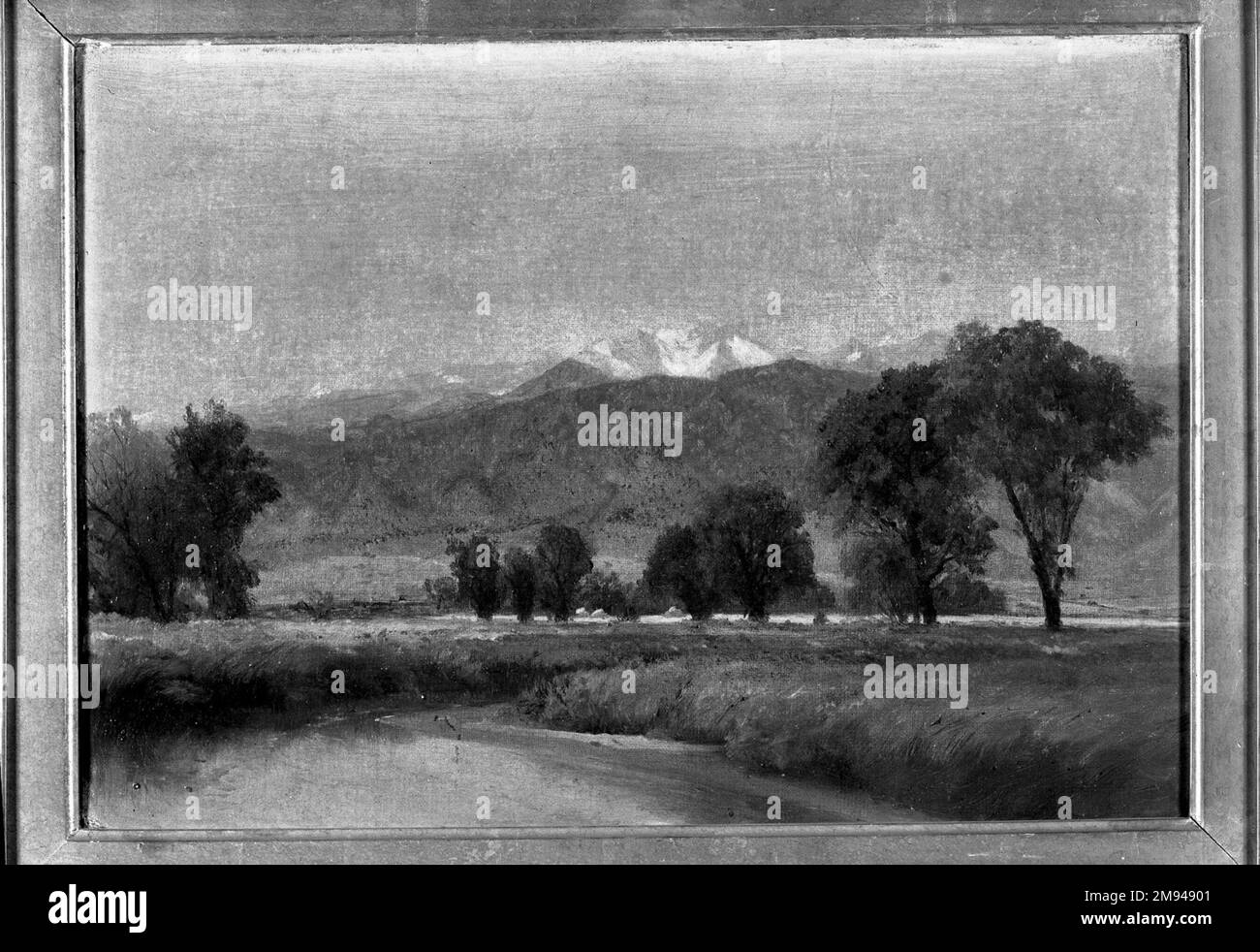 Paysage occidental attribué à John Frederick Kensett (américain, 1816-1872). Huile sur toile, 9 11/16 x 13 11/16 in. (24,6 x 34,7 cm). Art américain Banque D'Images