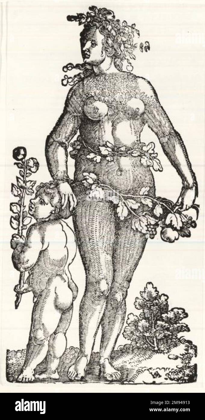 Une femme sauvage Hans-Leonard Schäufeein (allemand, ca. 1480 environ 1540). Une femme sauvage. Coupe de bois sur papier vélin, 9 7/8 x 5 1/4 po (25,1 x 13,4 cm). Art européen Banque D'Images