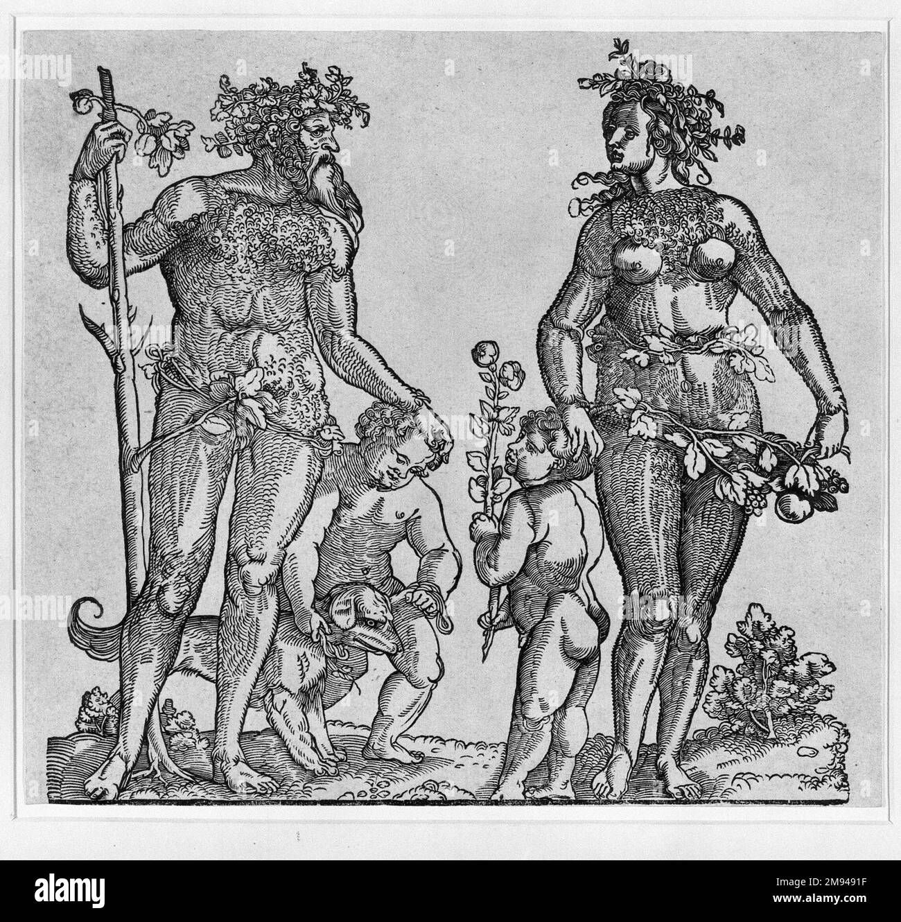 Une femme sauvage Hans-Leonard Schäufeein (allemand, ca. 1480 environ 1540). Une femme sauvage. Coupe de bois sur papier vélin, 9 7/8 x 5 1/4 po (25,1 x 13,4 cm). Art européen Banque D'Images