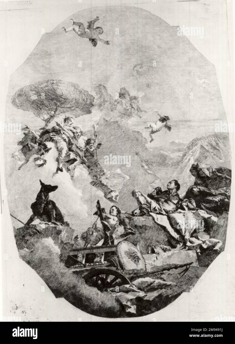 Une Deesse Apparaissant un Guerrier Lorenzo Tiepolo (italien, 1736-1776). Une Deesse Apparaissant un Guerrier. Gravure sur papier vélin, image : 21 7/8 x 15 11/16 po. (55,5 x 39,9 cm). Art européen Banque D'Images