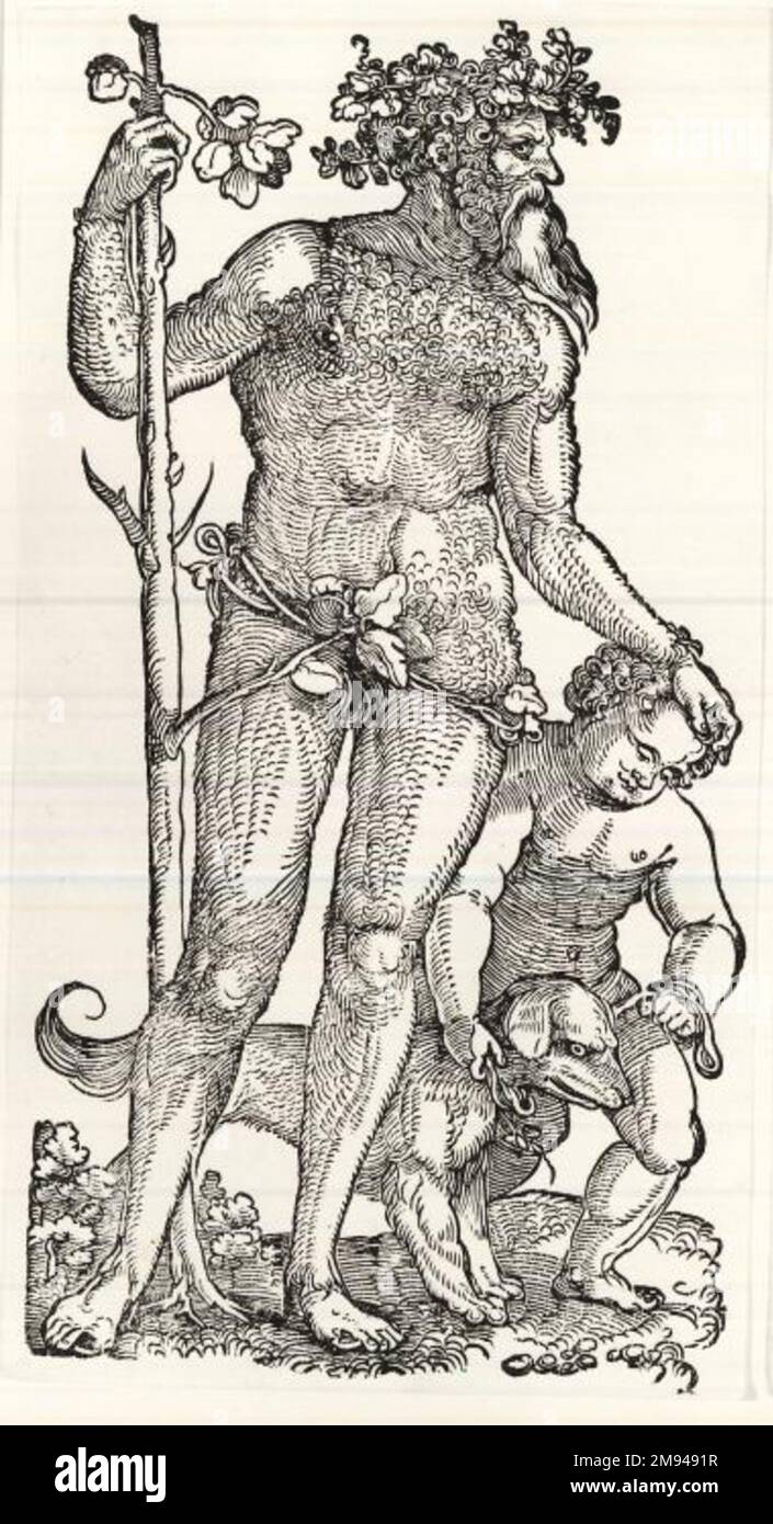 Un homme de Savage Hans-Leonard Schäufeein (allemand, ca. 1480 environ 1540). Un homme de Savage. Coupe de bois sur papier vélin, 9 15/16 x 5 3/8 po (25,2 x 13,6 cm). Art européen Banque D'Images