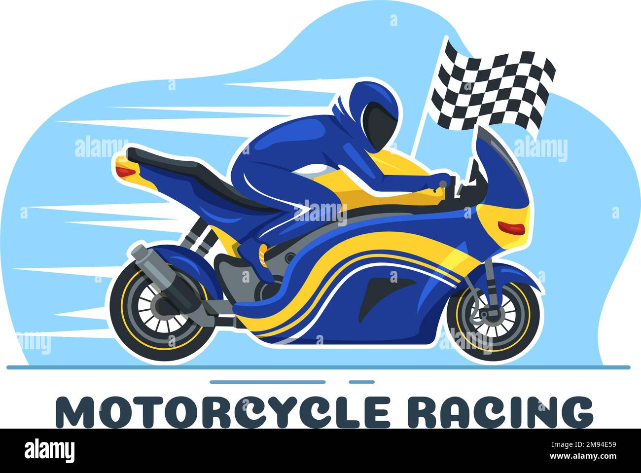 Championnat de course de moto sur l'hippodrome Illustration avec Racer Riding Motor for Landing page dans Flat Cartoon modèles dessinés à la main Illustration de Vecteur