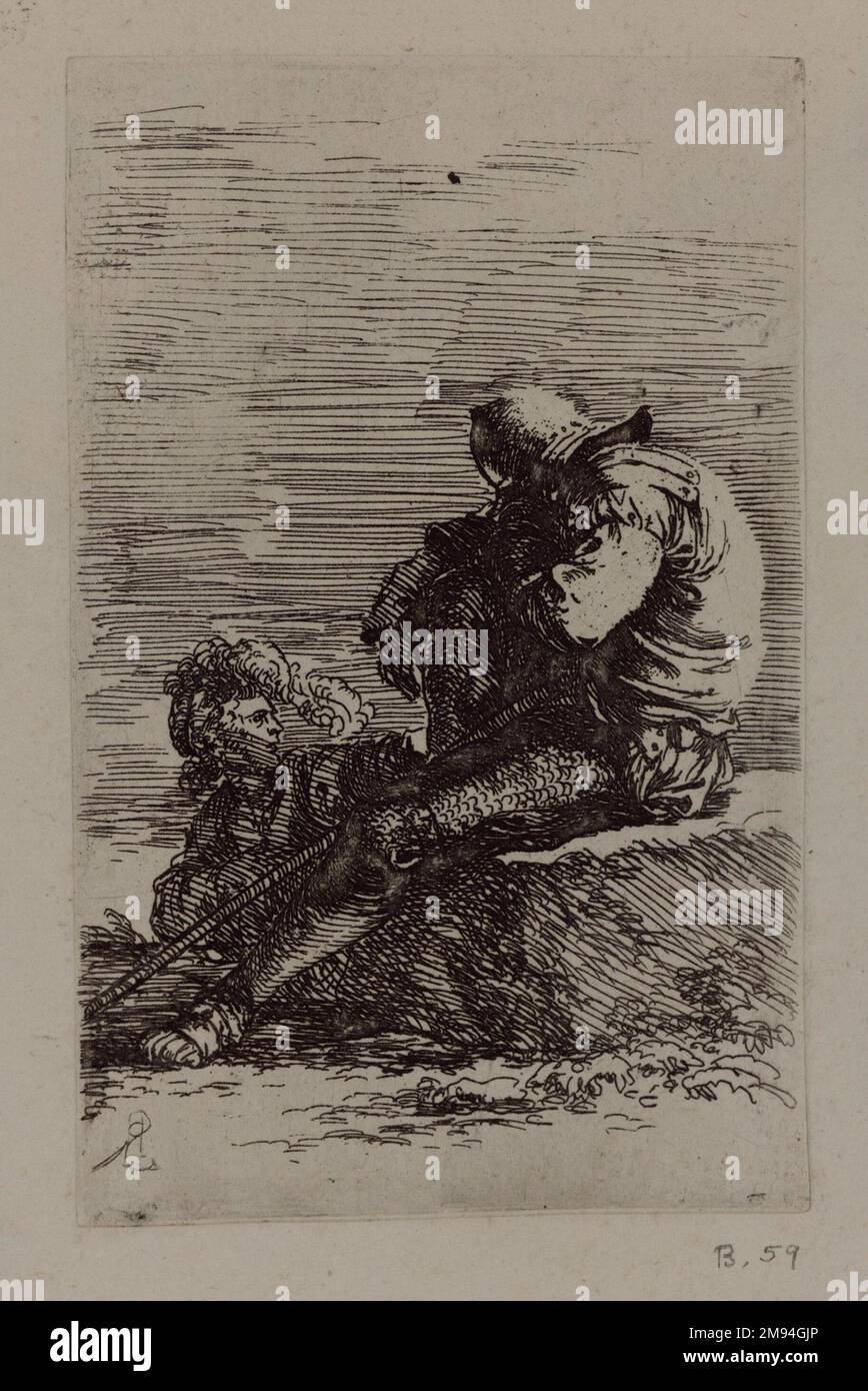 [Sans titre] Salvator Rosa (italien, 1615-1673). [Sans titre]. Gravure, feuille : 11 7/8 x 17 9/16 po. (30,2 x 44,6 cm). Art européen Banque D'Images