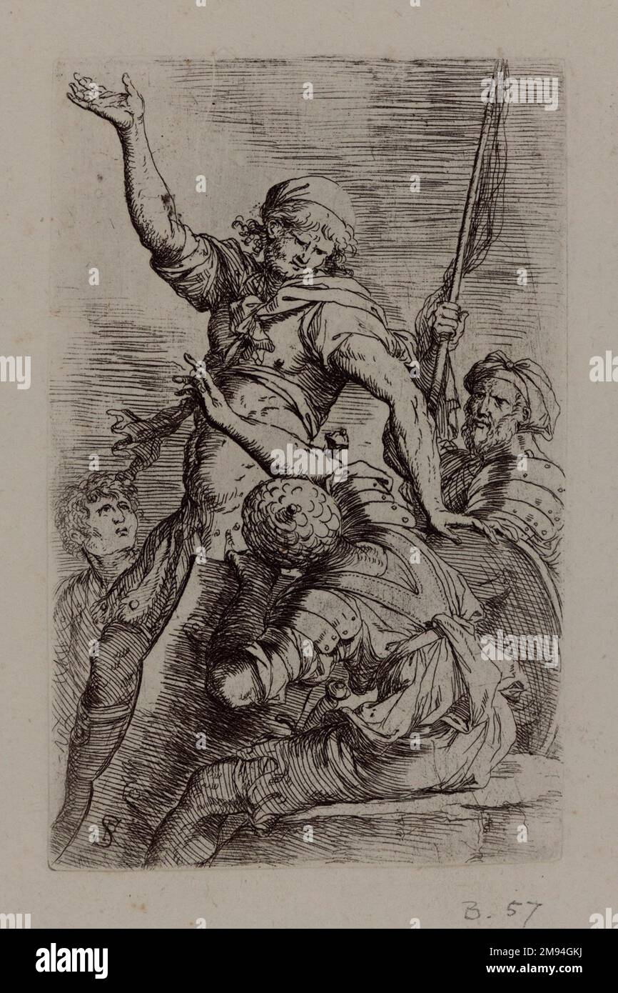 [Sans titre] Salvator Rosa (italien, 1615-1673). [Sans titre]. Gravure, feuille : 11 7/8 x 17 9/16 po. (30,2 x 44,6 cm). Art européen Banque D'Images