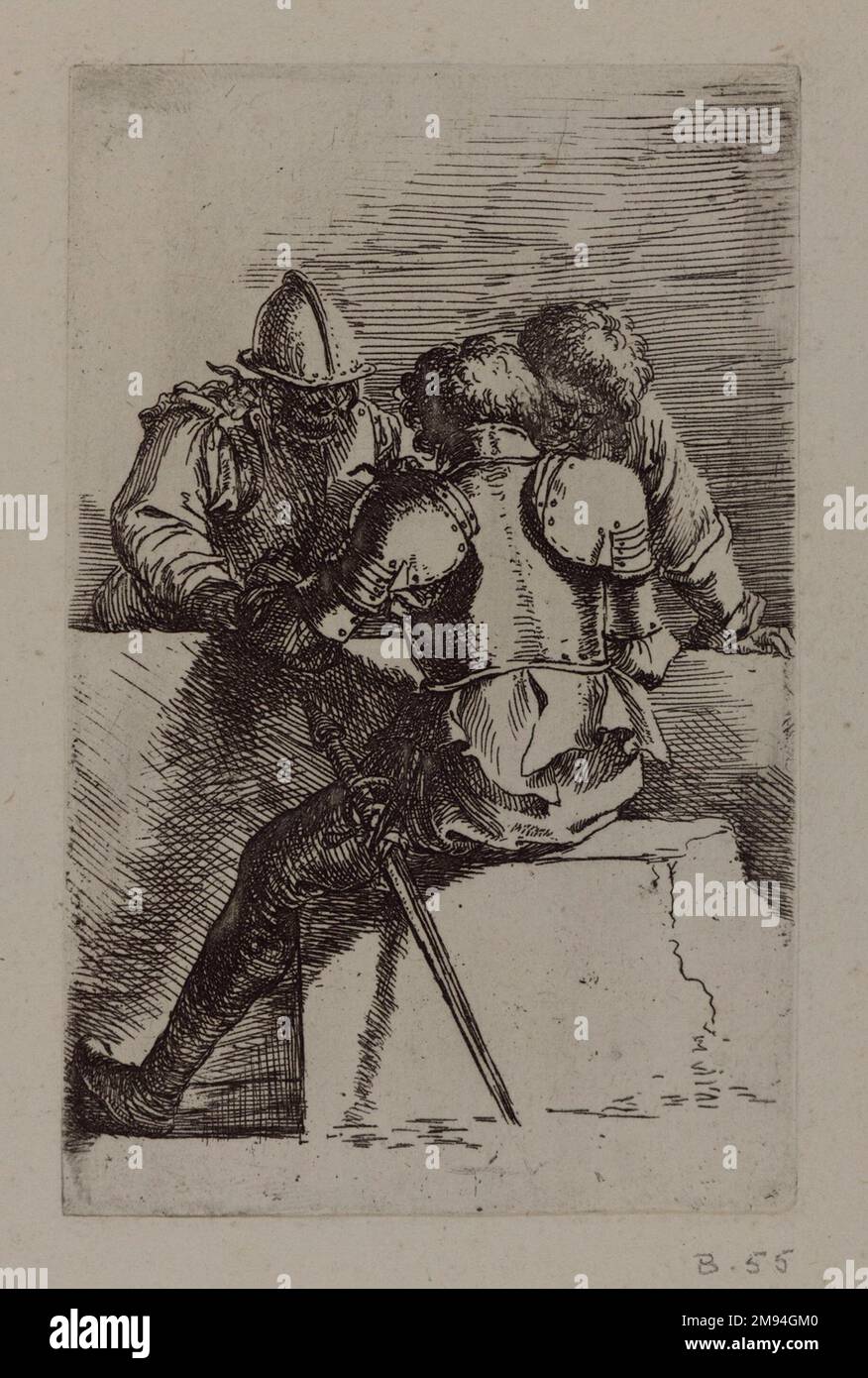 [Sans titre] Salvator Rosa (italien, 1615-1673). [Sans titre]. Gravure, feuille : 11 7/8 x 17 9/16 po. (30,2 x 44,6 cm). Art européen Banque D'Images