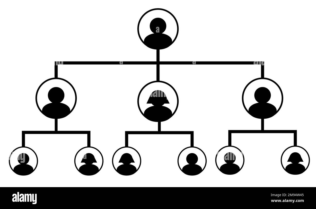 Icône arbre généalogique sur fond blanc. affiche de modèle de graphique d'ascendance ou de pedigree. Symbole de ligne de sang. style plat. Banque D'Images