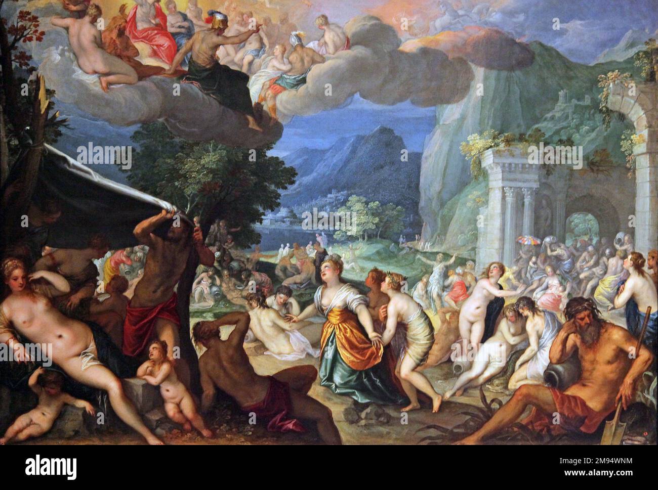 La chute de Phaeton (1604) par Hans Rottenhammer, peintre allemand (1564-1624) et Paul Bril (1553/54-1626), peintre flamand. Banque D'Images