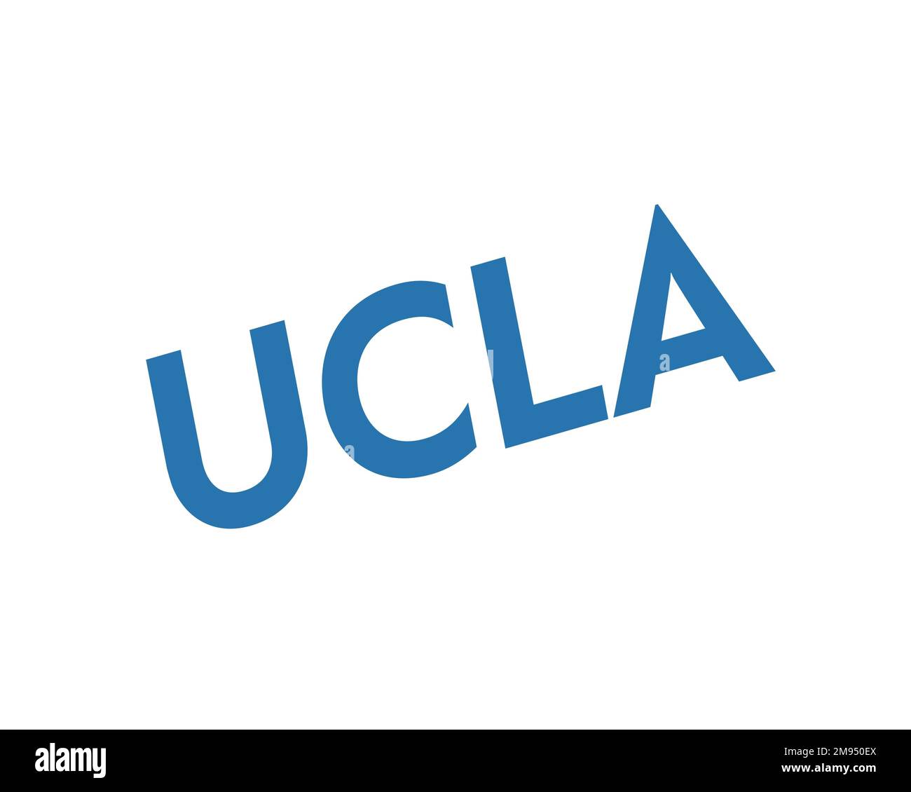 University of California Los Angeles, logo pivoté, fond blanc Banque D'Images