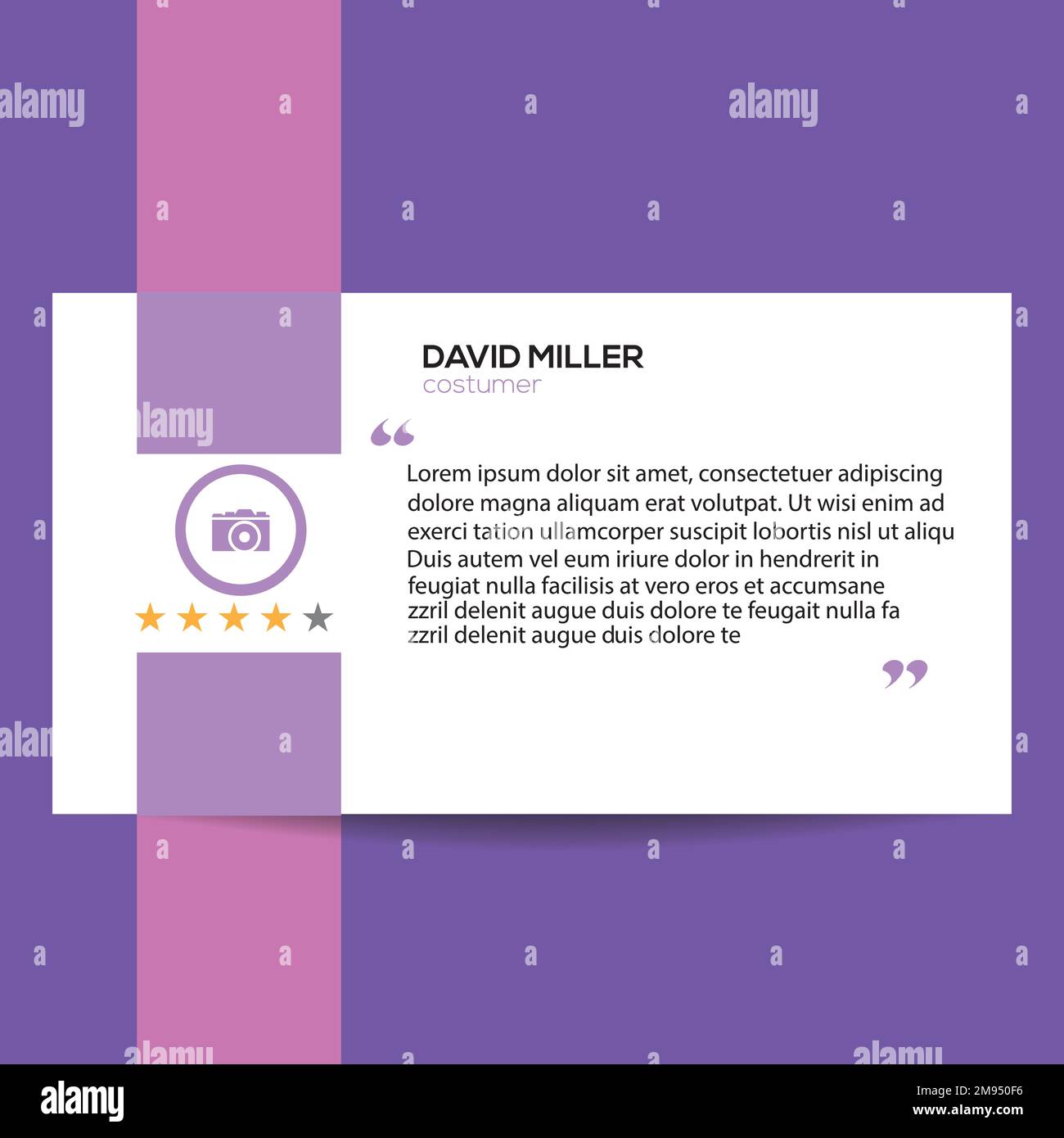 Modèle de bannière Web pour les commentaires des clients sur les médias sociaux. Modèle de réseaux sociaux de commentaires des clients. Illustration de Vecteur
