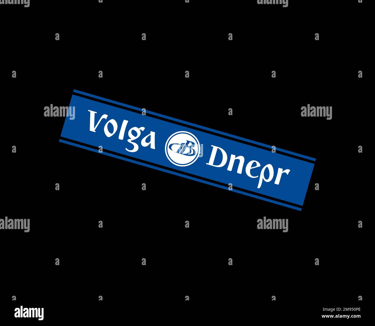 Volga Dnepr Airline, logo pivoté, arrière-plan noir B Banque D'Images