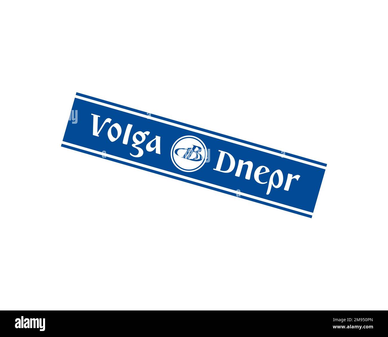Volga Dnepr Airline, logo pivoté, fond blanc B Banque D'Images