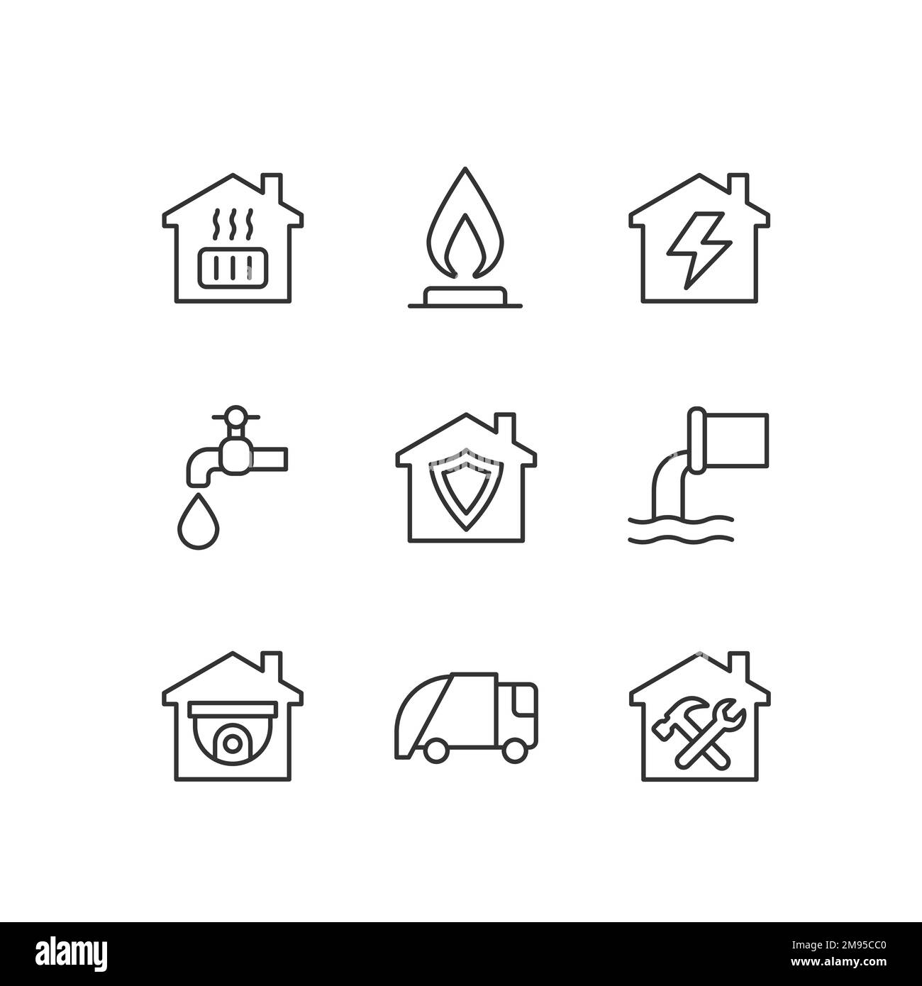 Ensemble d'icônes linéaires pixel Perfect d'infrastructures Illustration de Vecteur