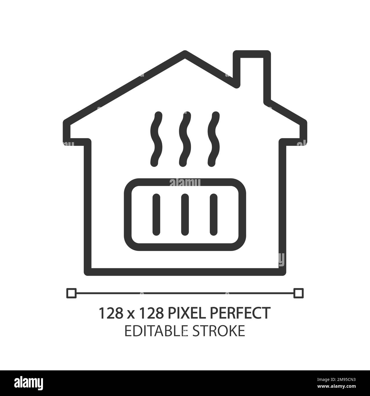 Icône linéaire Perfect pixel de chauffage central Illustration de Vecteur