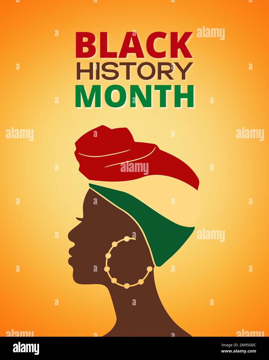 Mois de l'histoire des Noirs avec la femme noire et le drapeau africain ...