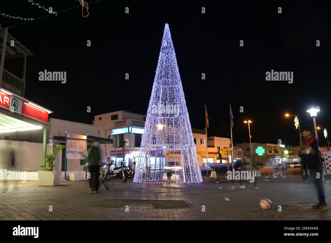 Espagnol, Espagne, Kanaren, Iles Canaries, Espania, Insel, Île, Lanzarote, Bucht, Baie, Playa Blanca, Noël, Noël, arbre, Banque D'Images