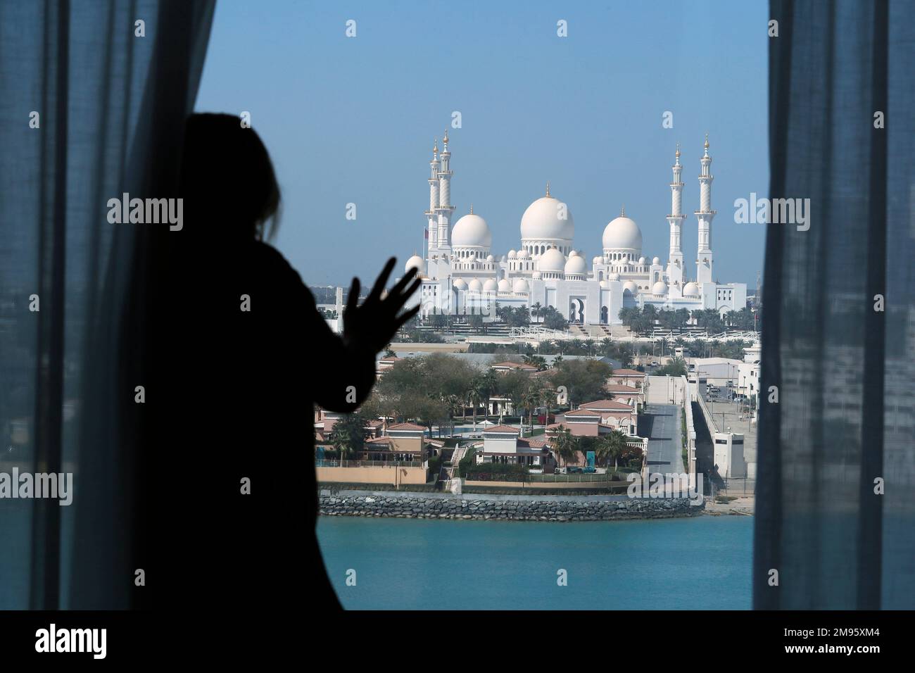 Vue sur la Grande Mosquée Sheikh Zayed. Banque D'Images