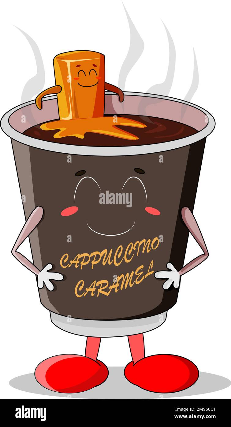 le caramel sucré fond dans un délicieux cappuccino chaud Illustration de Vecteur