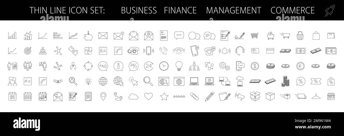 jeu d'icônes pour les entreprises, la finance, le commerce et la vente au détail, illustration vectorielle de contour modifiable Illustration de Vecteur