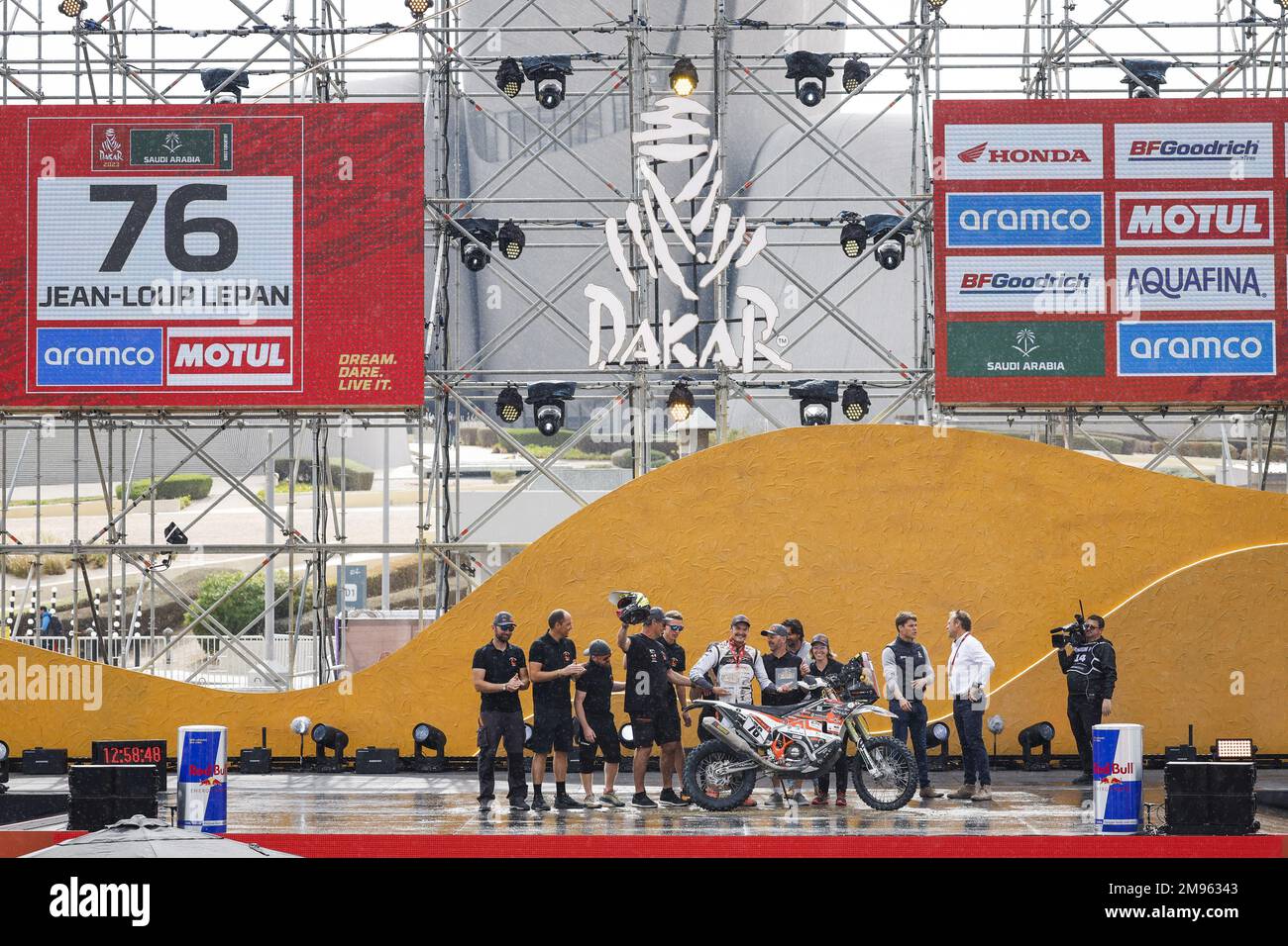 LEPAN Jean-Louis (FRA), course nomade, KTM, moto, FIM W2RC, Portrait au cours de la finition Podium du Dakar 2023 à Damman, sur 15 janvier 2023 à Damman, Arabie Saoudite - photo: Julien Delfosse/DPPI/LiveMedia Banque D'Images