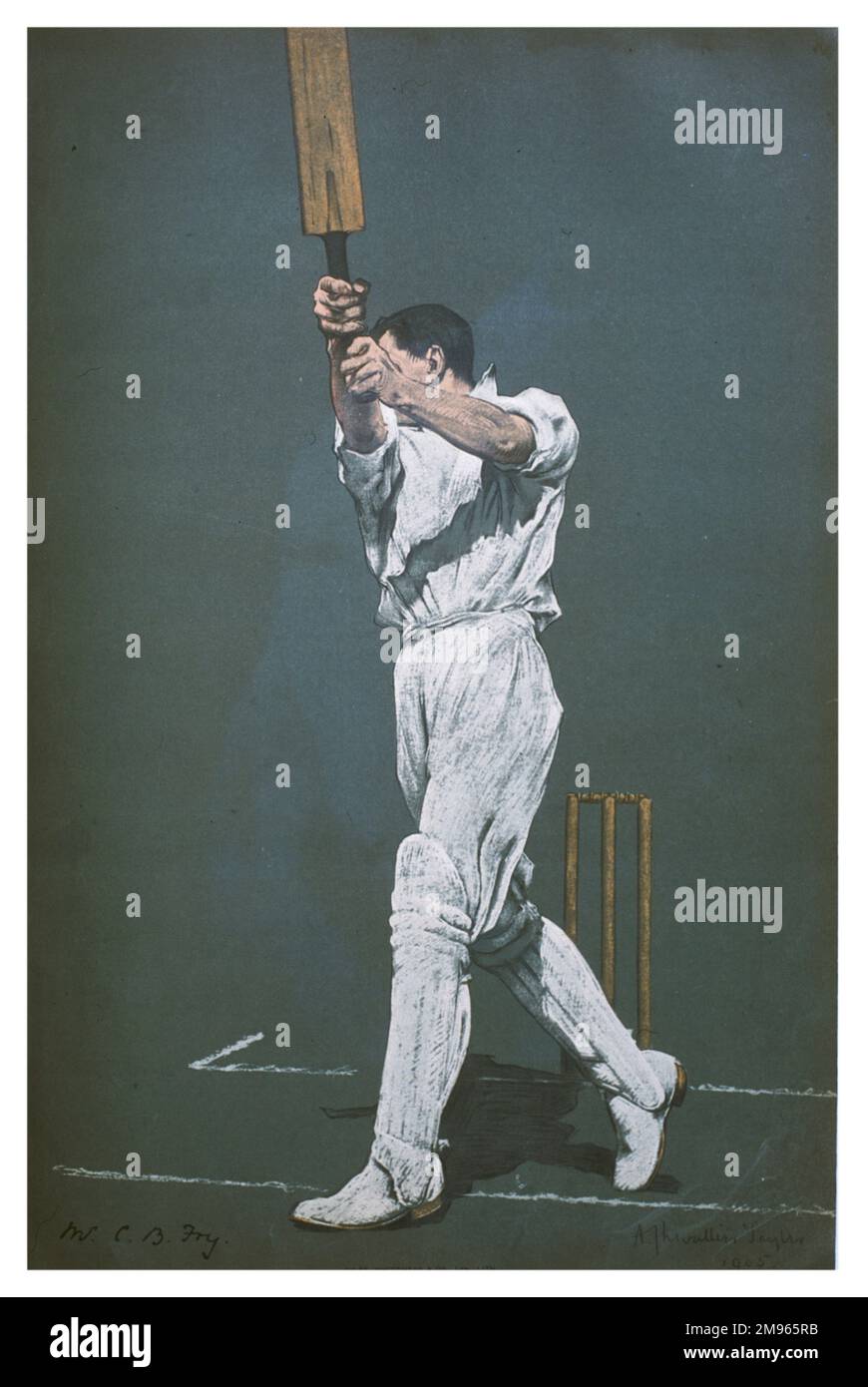 Charles Burgess Fry - le grand batteur du Sussex et de l'Angleterre qui suit à travers une amende sur la route Banque D'Images