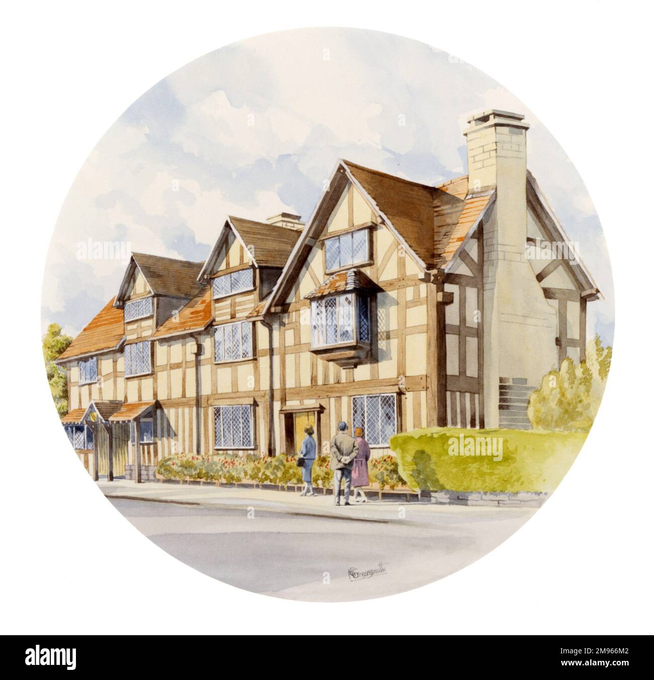 Un tableau de Malcolm Greensmith sur le lieu de naissance de Shakespeare. Banque D'Images