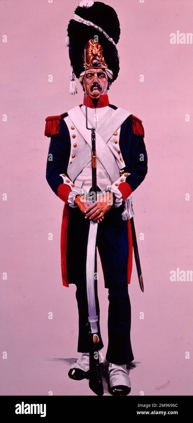 Guerre napoléonienne - Grenadier de la Garde impériale française en robe de campagne Banque D'Images
