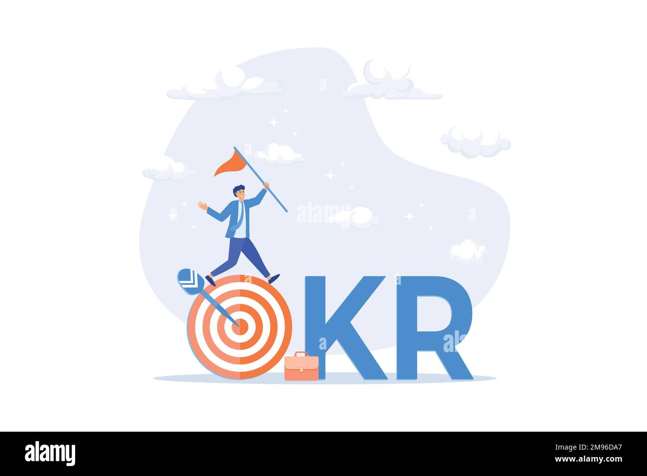 OKR, objectif et cadre de résultats clés pour mesurer la réussite et l'amélioration, définir des objectifs ou définir des objectifs mesurables pour le concept d'entreprise, vecteur plat Illustration de Vecteur