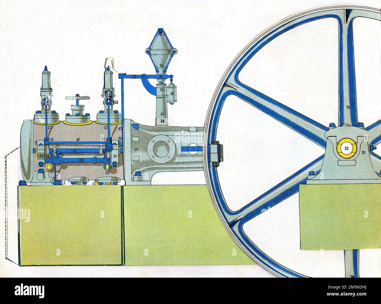 Moteur à vapeur à cylindre unique, modèle papier c.1908 Banque D'Images