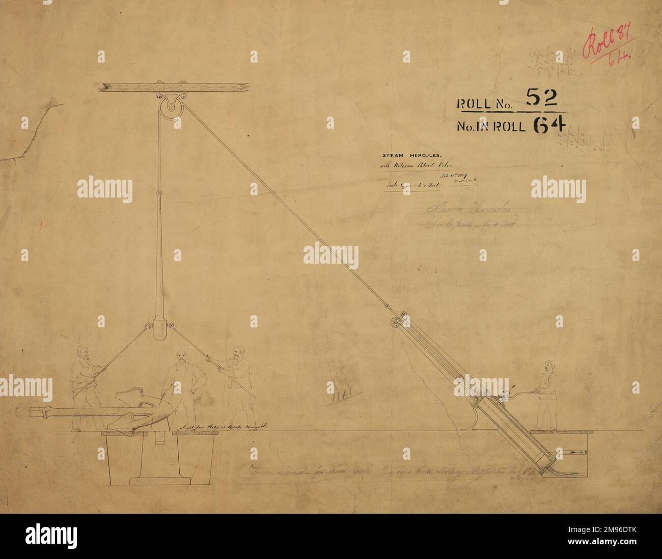 hercules à vapeur avec valve vernie de Wilson, élévation latérale Banque D'Images